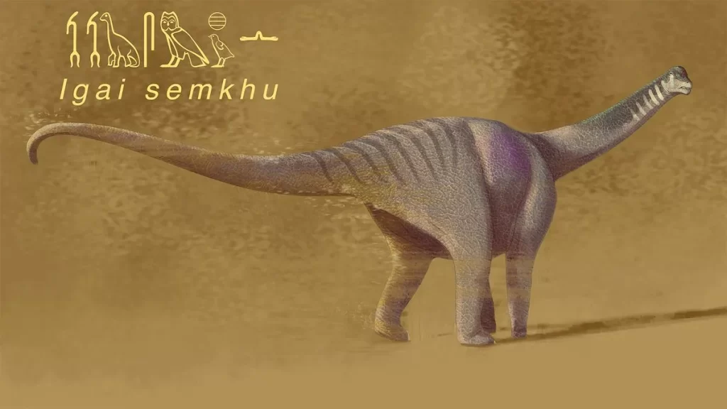A reconstruction of Igai semkhu, a 75-million-year-old titanosaur unearthed in an oasis in Egypt