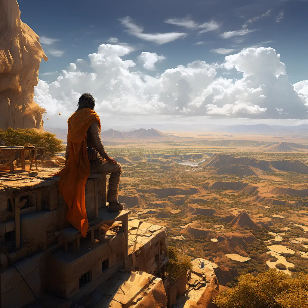 A traveler in the desert looking at Canaan